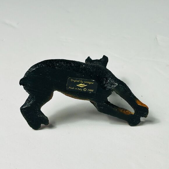 Castagna Doberman Resin Figurine Italy Vintage 1988 Cropped Black Red 2.5X1.5" - Picture 5 of 6